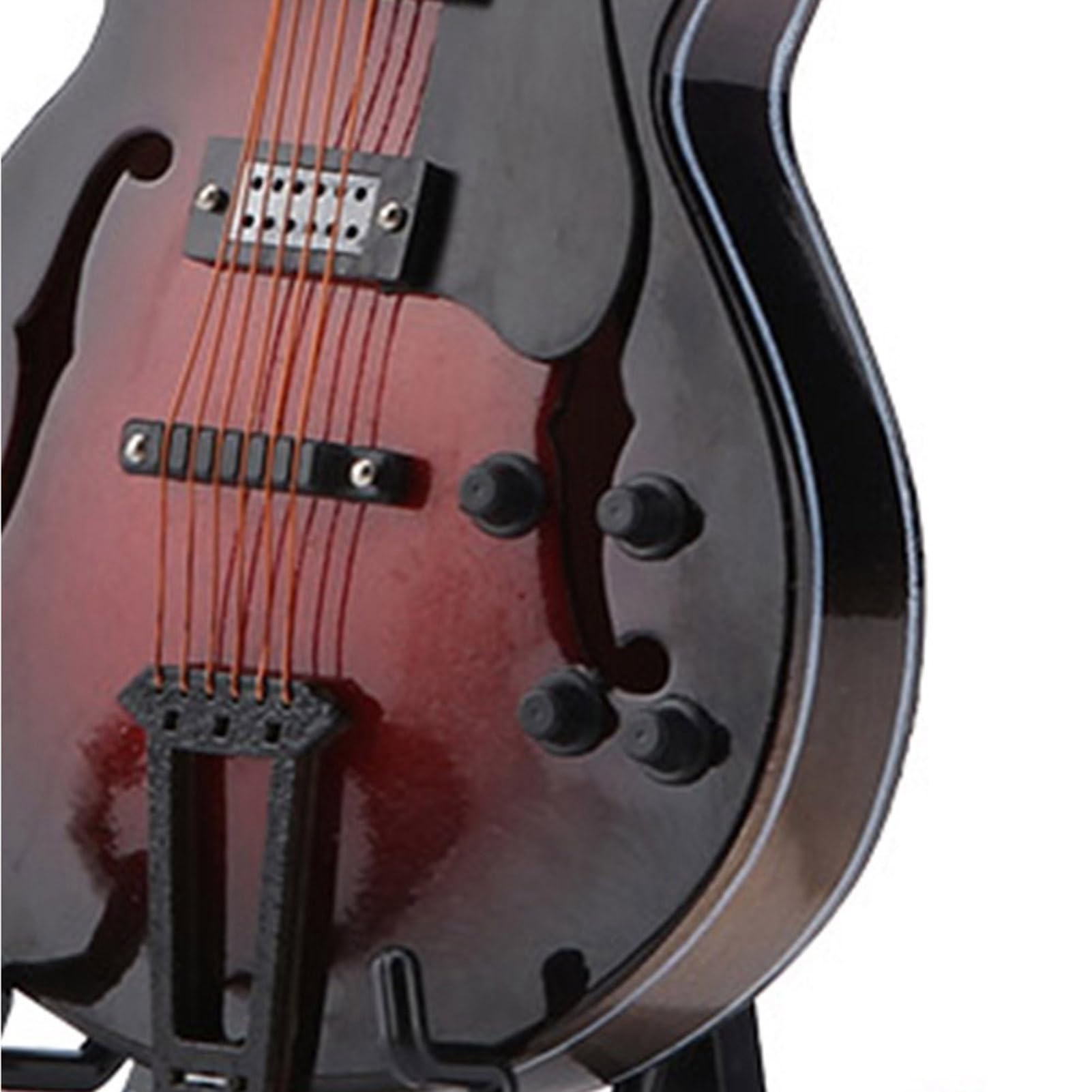 Miniature De Guitare électrique En Bois - 14 Cm, Avec Support - Décoration Bureau, étagère - Cadeau Pour Musicien - Noir