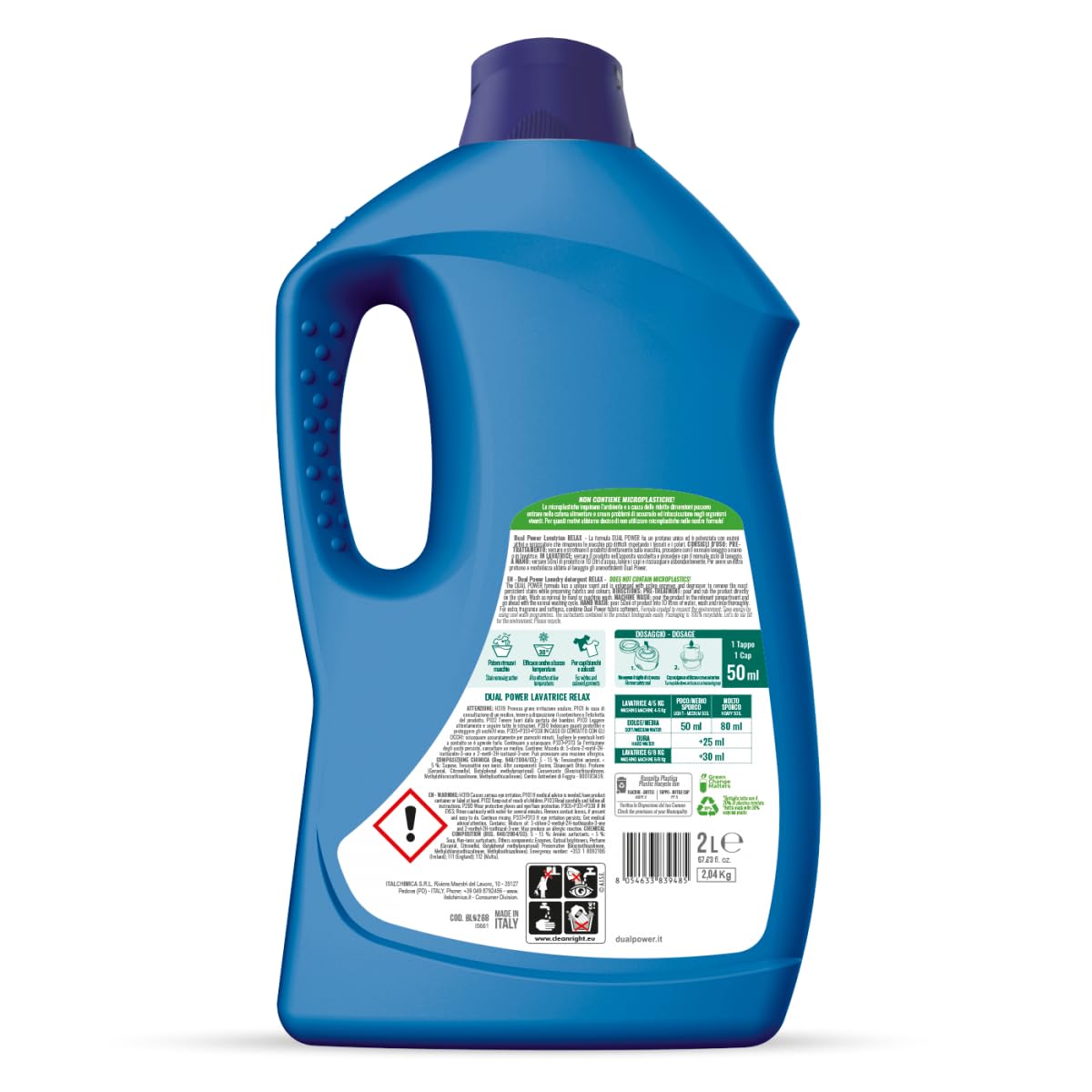Detersivo Lavatrice Relax Dual Power Detersivo - Detergente líquido concentrado para ropa de colores - Detergente de perfume fresco - 40 lavados 2L + llavero Beni Culinari gratuito