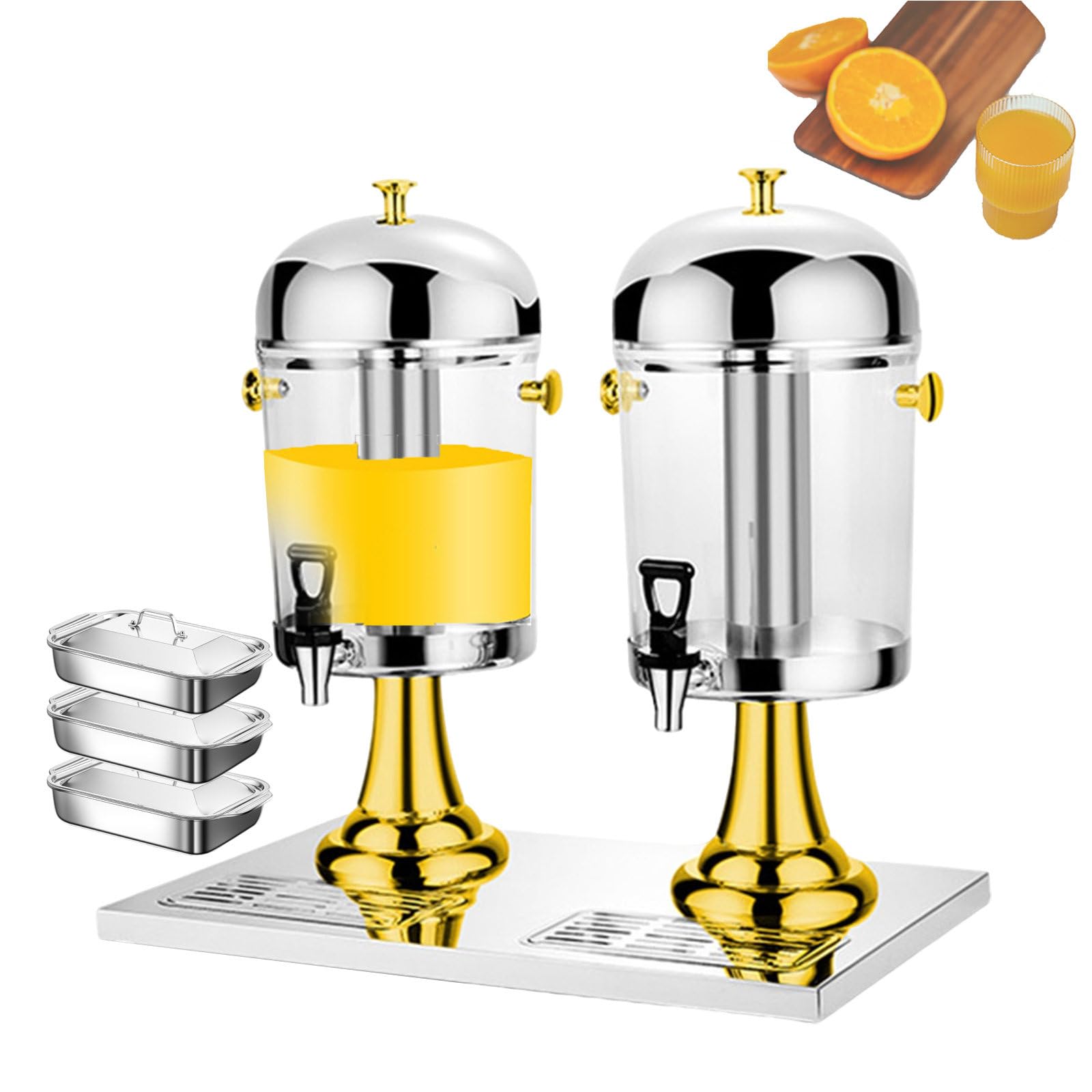 asdchZen Beverage Dispenser With Tap/Cold Juice And Soy Milk Dispensers Stainless Steel For Easy Clean-Up / 16L Capacity For Commercial Use, Buffet Catering Restaurants,Silver,Gold