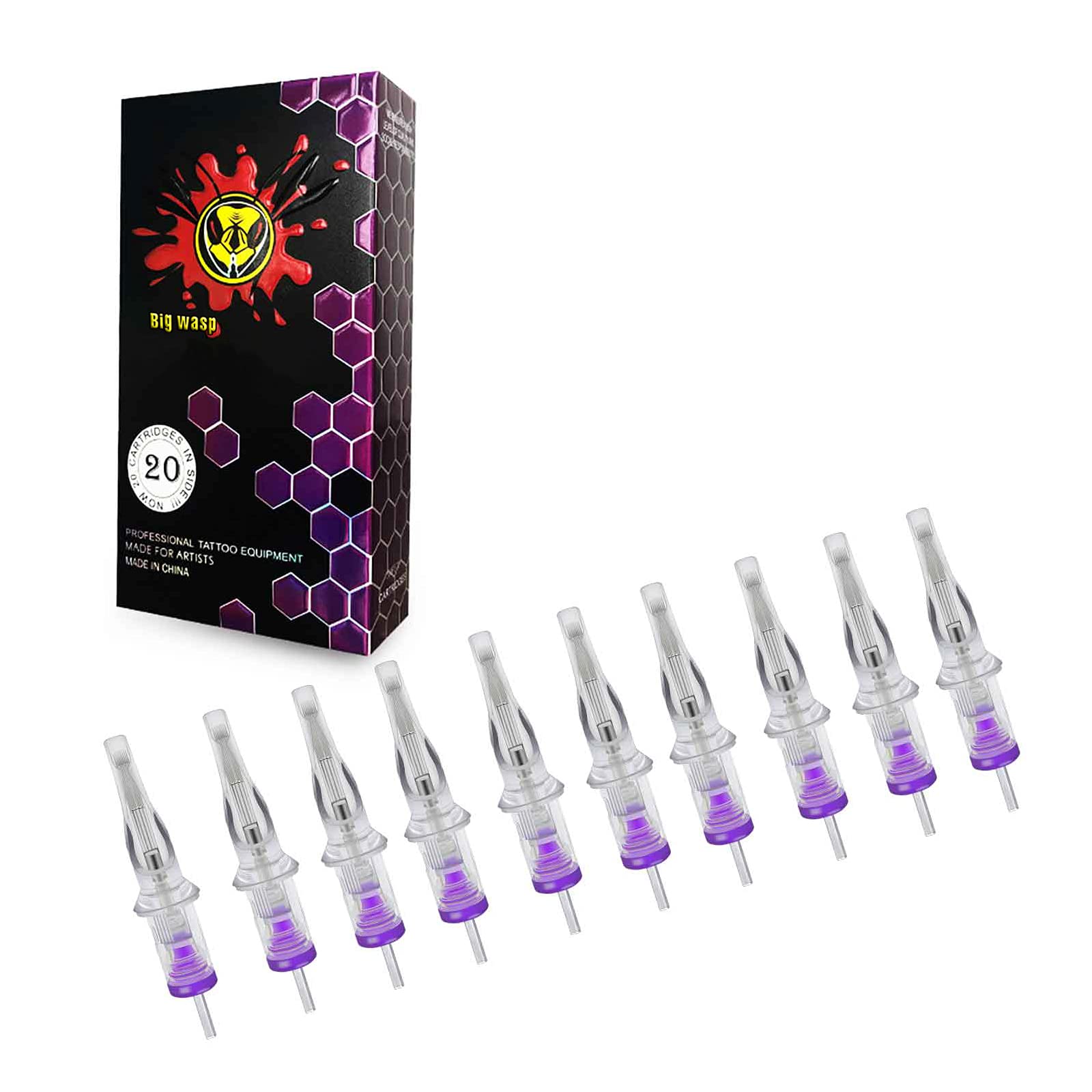 BIGWASP(4th Gen) 50pcs Assorted Disposable Cartridge Tattoo Needles Curved Magnum Mixed 7RM 9RM 11RM 13RM 15RM (#12 Standard RM)