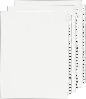Avery Collated 1-25, Legal Exhibit Unpunched Dividers for Use with Any Binding System, 25 Side Tab Dividers Per Set, Helvetica Bold Type, 3 Sets (21860)