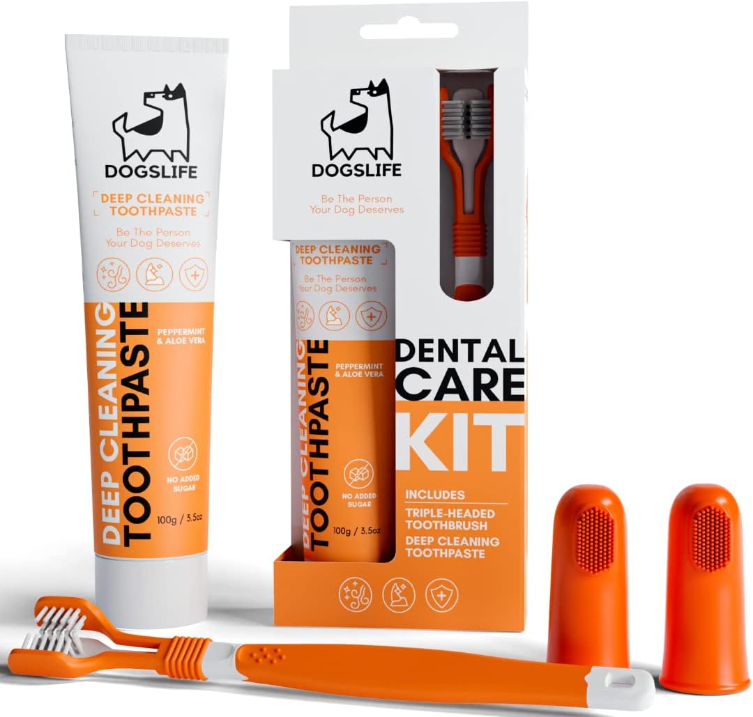Dog Toothbrush with Toothpaste Approved Dog Dental Kit Triple