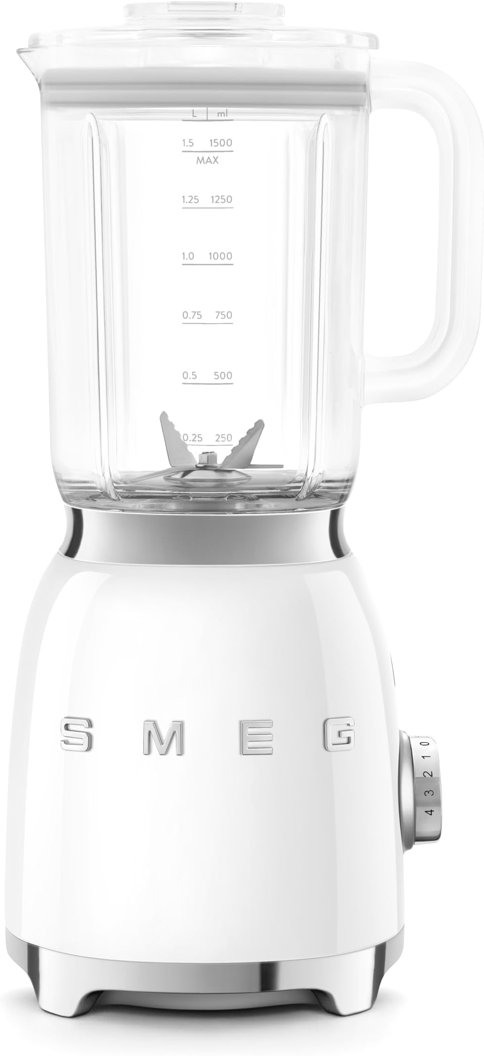 BLF03WHUK Retro 50's Style Jug Blender with Stainless Steel Blades, 4 Speed Settings and 3 Pre-set Programs, 1.5 Litre, 800W, White