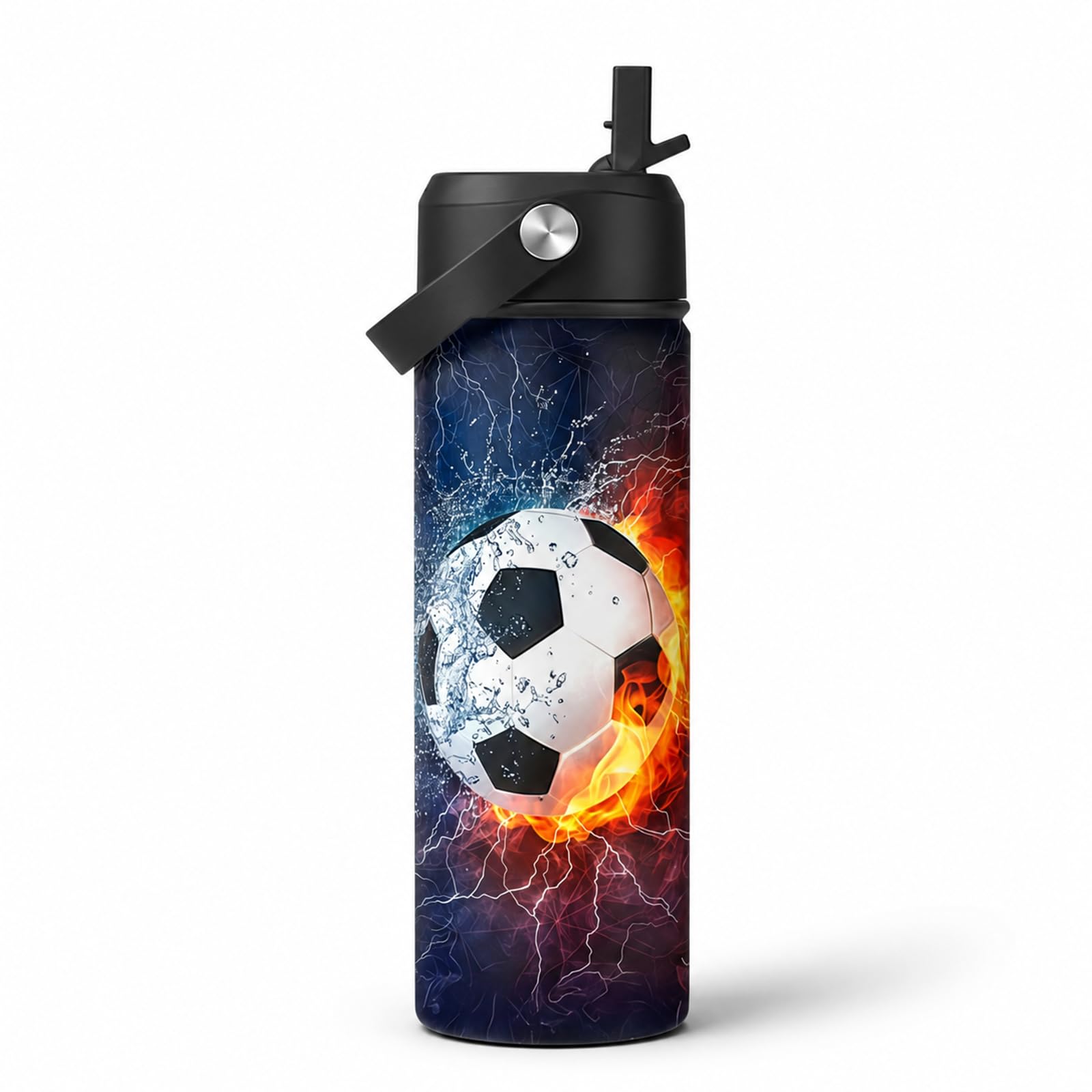 Onperpoe Football Water Bottle for Boys, Stainless Steel Water Bottle, 18oz Insulated Cup with Straw, Insulated Cup with Straw for School, Sports & Travel, Football Gifts for Boys Back to School