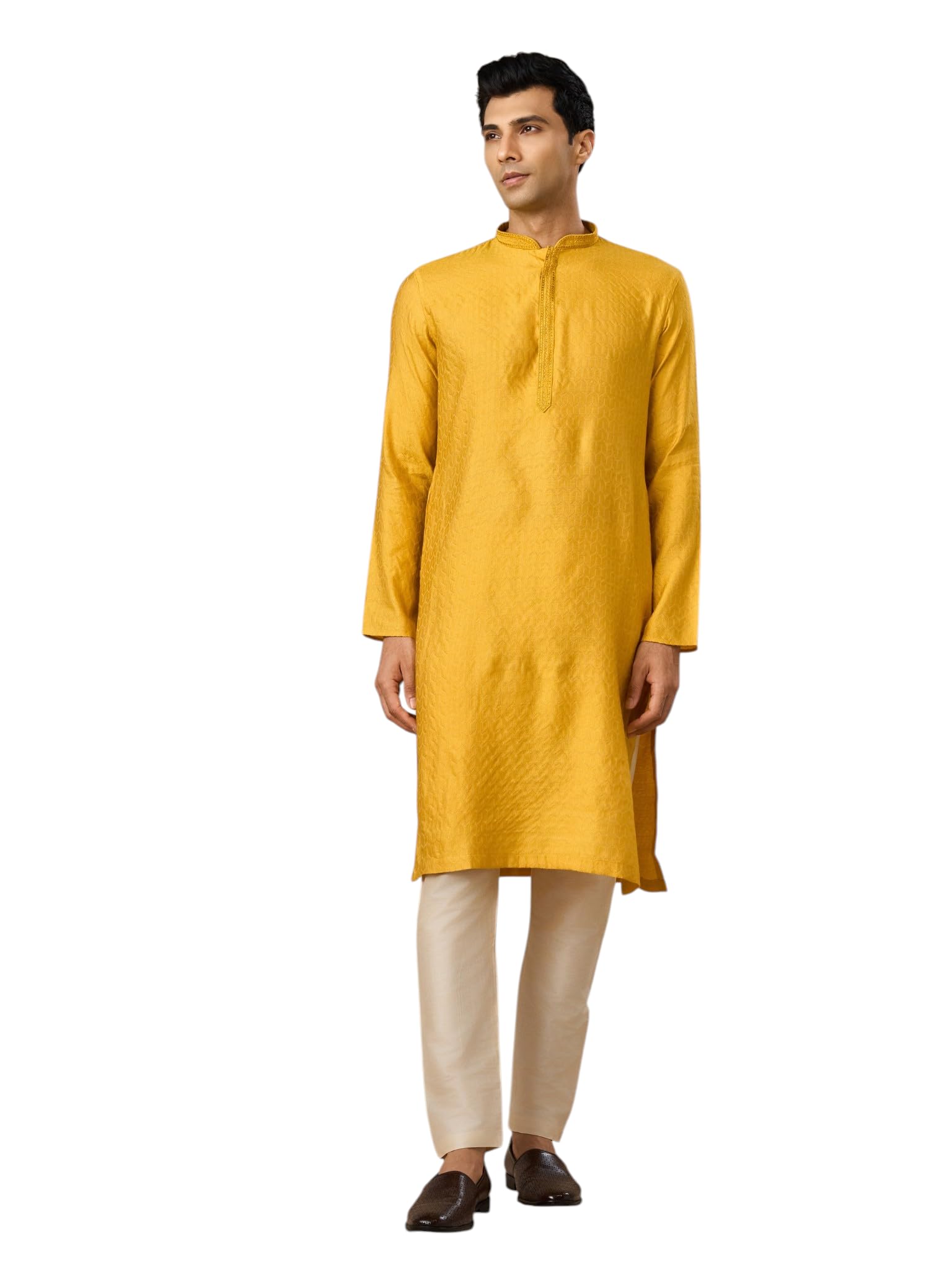 manyavar Men's Blended Viscose Self texture Traditional Kurta Set (2pcs)-picture-39