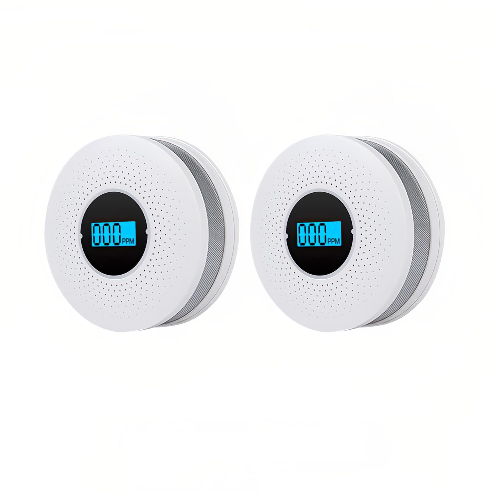2 Pack CO and Rauch Feueralarm Combo mit LCD-Anzeige Batteriebetrieben für Zuhause 2 in 1 Kohlenmonoxid- und Rauchdetektor mit Licht-Ton-Warnung Tragbar für Unterwegs
