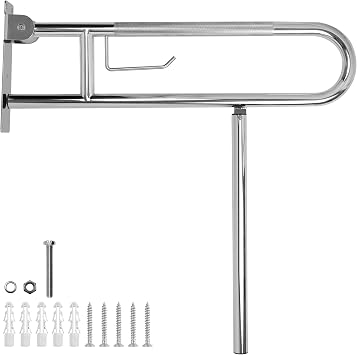 29.5 Inch Toilet Grab Bar, Flip-Up Safety Support Rail with Leg