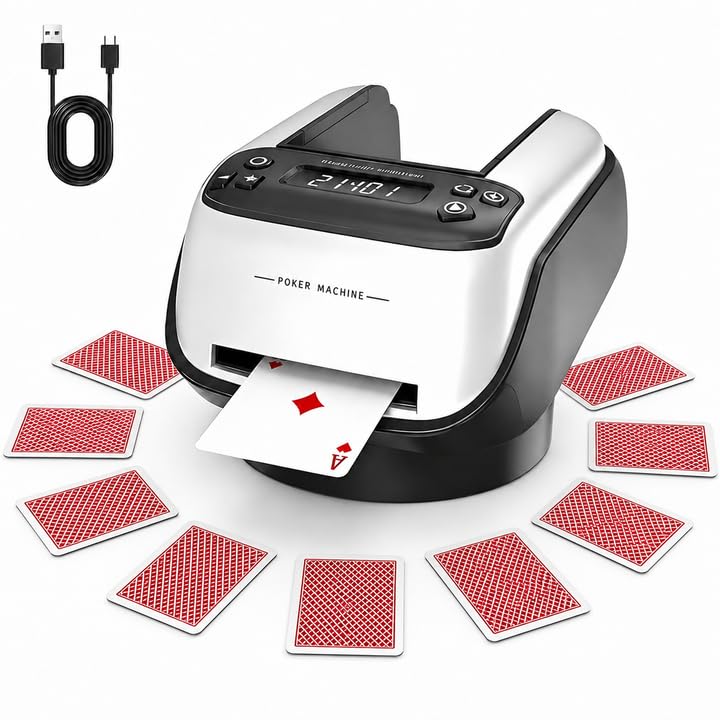 Dyovbze Automatischer Kartengeber 2-in-1-Kartenmischer und -geber um 360 drehbar mit präziser Kartenausgabe robuster Mechanismus für bis zu 12 Spieler bei Partyspielen zu Hause