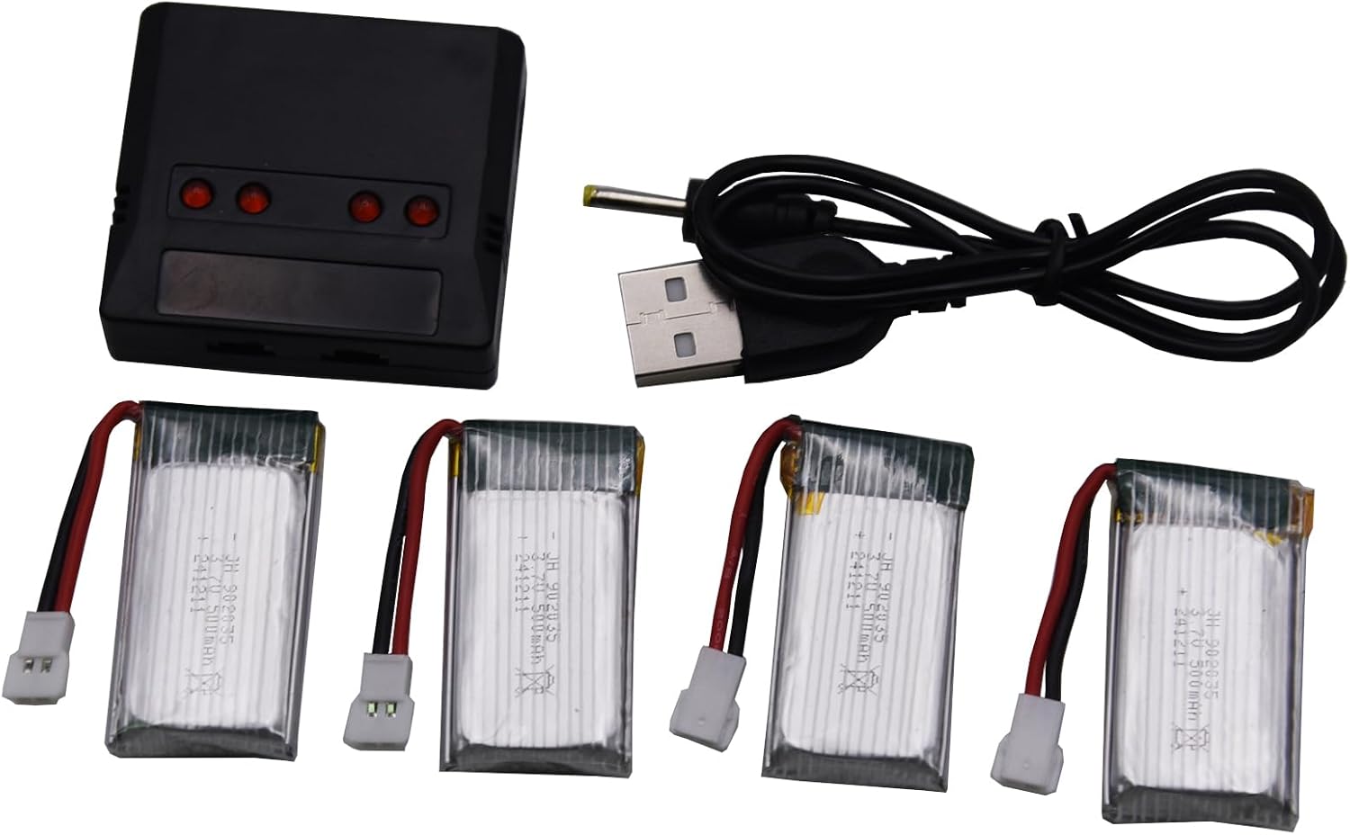 Blomiky 4 Pack 3.7V 500mAh 1.85Wh 25C MX2..0 Plug Lipo Battery and Board Box Suitable for Q9S Syma X5C X5 RC Quadcopter Drone and Some Remote Control Aircraft Sharks / 3.7V 500mAh *4