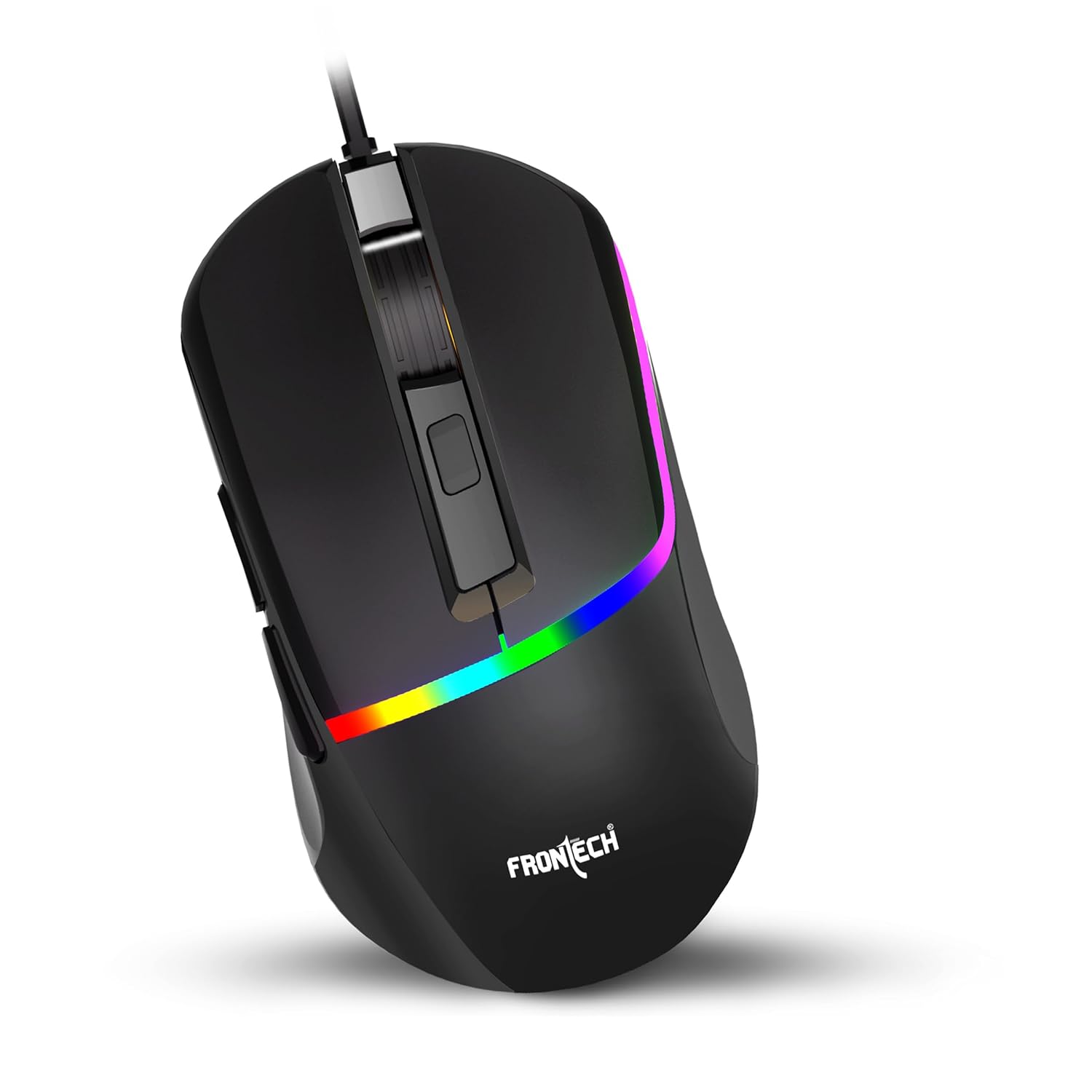 FRONTECH – Ergonomic Gaming Mouse | 7200 DPI | 6-Button Control | Silent Click | 1.5M Braided Cable. (MS-0104)