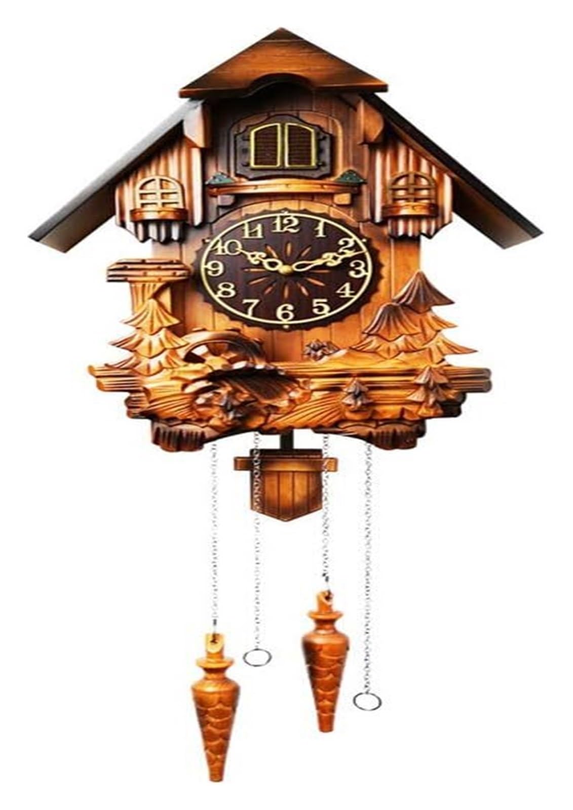 DARZYS Cuckoo Clock, Cuckoo Wall Clock, Wooden Clock,Handmade Solid Wood Clock, for Home Living Room
