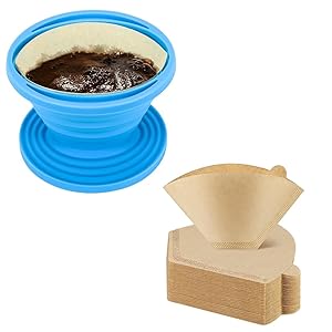 Filtro de café de silicona, reutilizable y plegable, cafetera manual y soporte para filtro de café para camping, senderismo, supervivencia, viaje