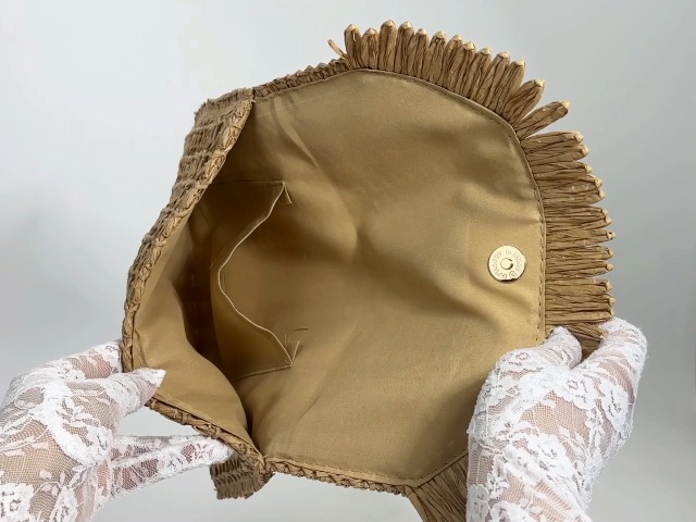 Bolso clutch tejido de paja para mujer, ligero, ideal para verano miniatura 6