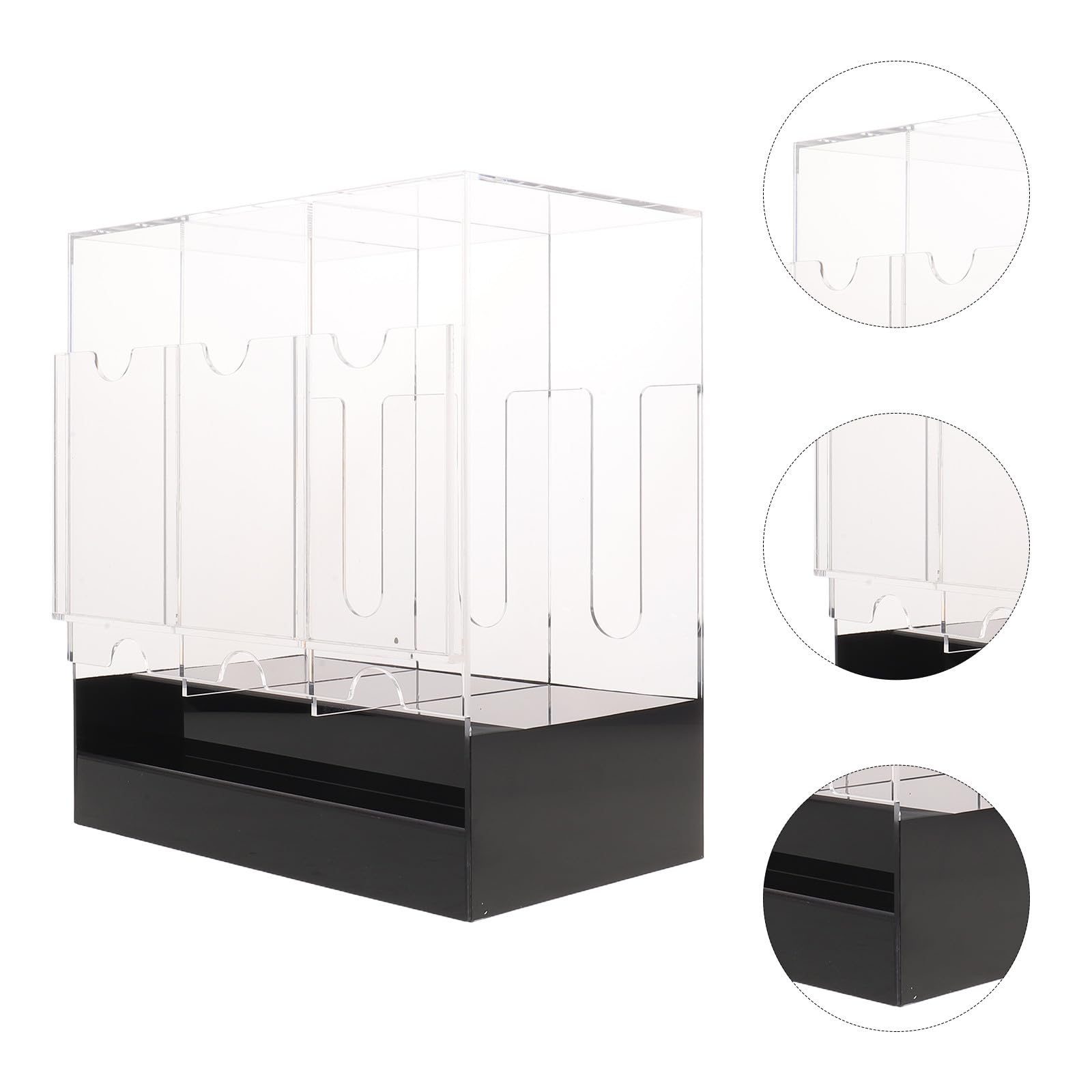 Caja de Exhibición para Paquetes con 3 Compartimentos, Acrílico Transparente Mate de 24x22x13cm, Mejora Reconocimiento y Reduce Reflejos para Tiendas y Mostradores