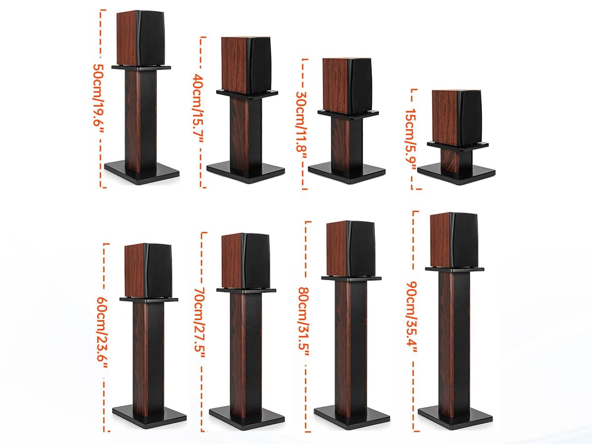 OUUTMEE Lot de 2 Pieds D'Enceintes en Bois, Charge maximale: 50KG, 30CM | Supports de Haut-parleurs Robustes, Pour Enceintes de Bibliothèque et Satellites, Support D'enceinte de Sol