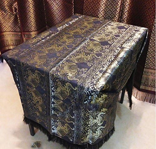 Thai Silk Tablecloth Elephant Design 39 x 70 inch,Byzantium,Gold Elephant,Reflective Fabric Rectangle Thai Silk Tablecloth Table Cover,Wedding Restaurant Party Banquet Decoration,"Spillproof"