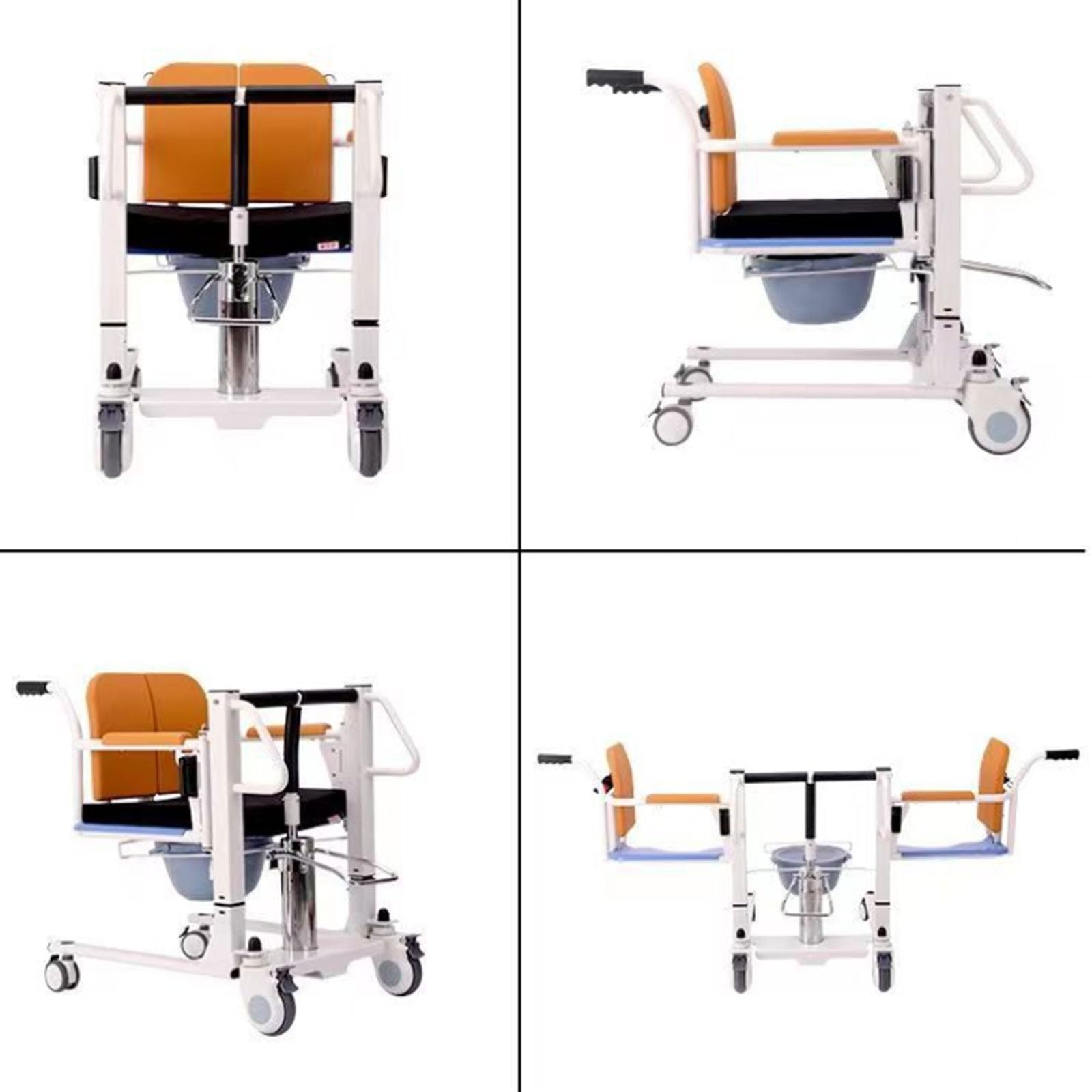 Sedia di trasferimento del paziente per badanti anziani disab, sedile diviso a 180°/capacità di carico 150 kg, tavolo da bagno idraulico con tavolo da pranzo - 4 in 1