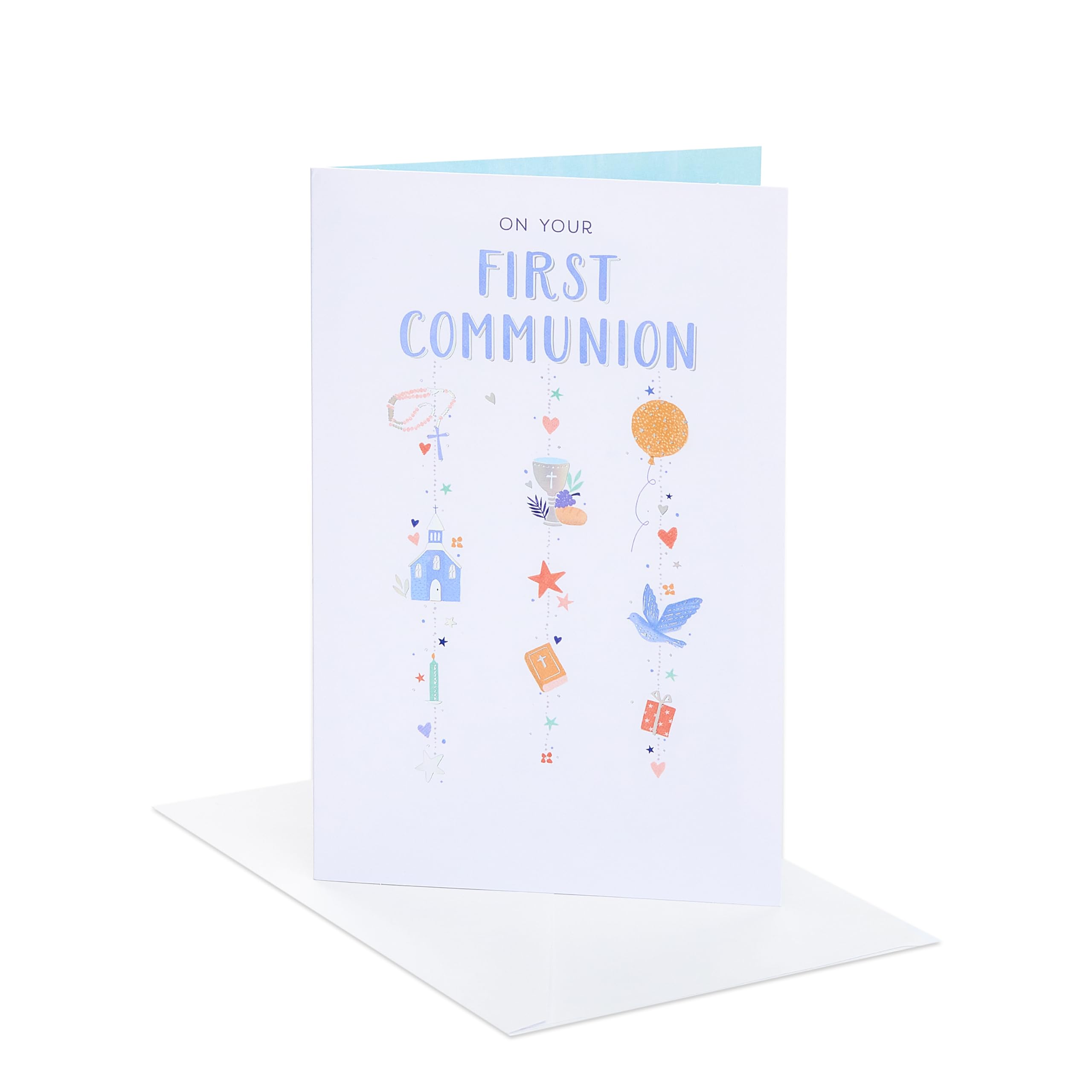UK Greetings | Communion Card | Congratulations Card | Her/Him | With Envelope | 13.7 x 21 cm