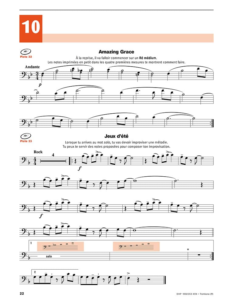 Écouter Lire et Jouer Trombone Volume 2 | Méthode Trombone Débutant Intermédiaire avec Audio en Ligne | Apprentissage Progressif Cuivres | Étudiants Professeurs Cours Conservatoire École Musique