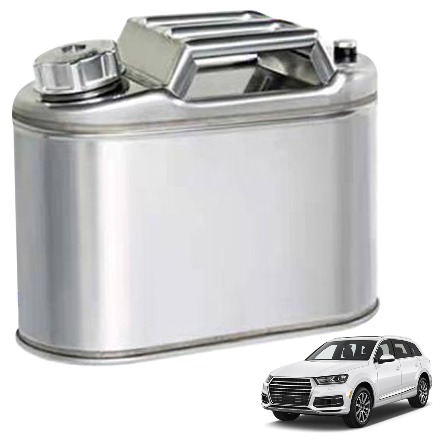 Bidon de carburant, bidon de carburant camping en acier inoxydable 5 L avec tube d'huile, robuste avec 3 poignées pour le camping, le bateau ou la course automobile