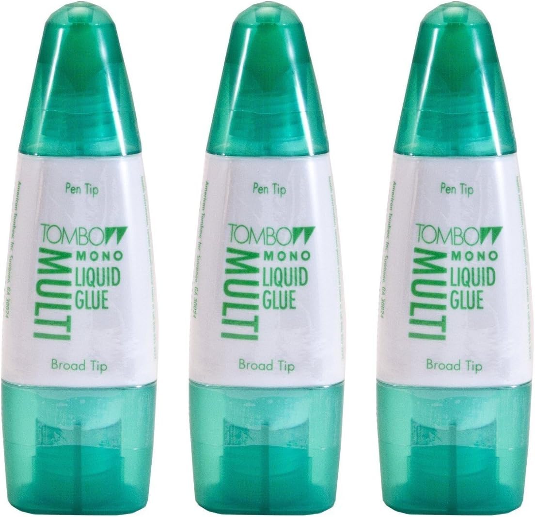 Tombow Mono Multi Liquid Glue (3 Pack) - Clear, Low Viscosity, Dries Clear