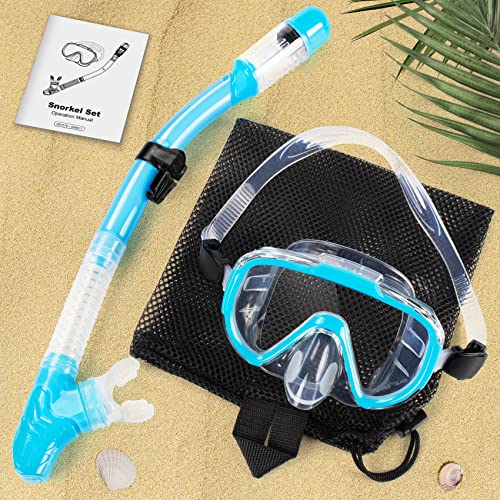 Zipoute Snorkel Snorkel Set, Dry Top Snorkeling Gear For Adults, Panoramic Anti-Leak And Anti-Fog Tempered Glass Lens, Adults Adjustable Snorkeling Set, Scuba Diving Swimming Training Snorkel Kit #TOP6
