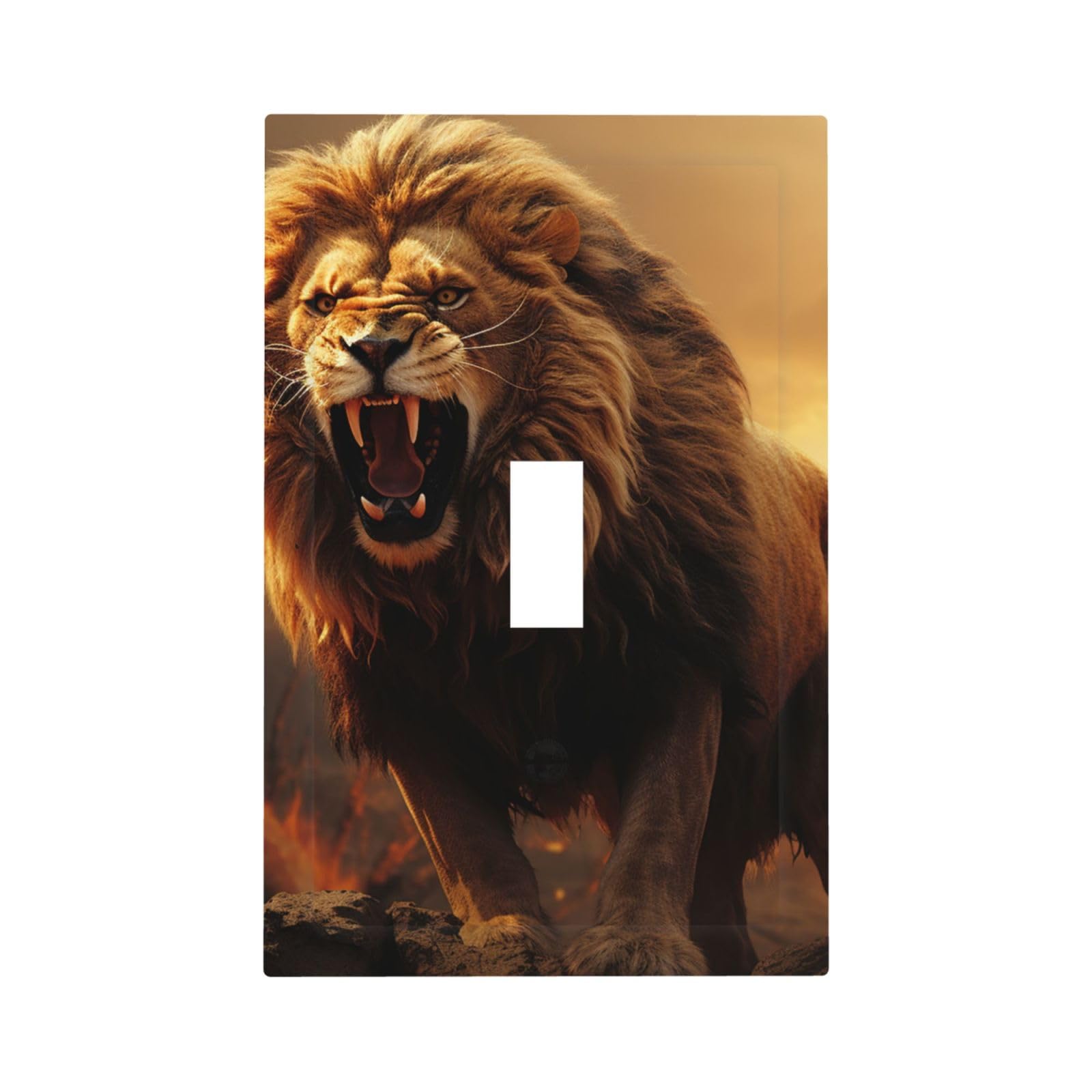 1-Gang Decorator Wall Plate Angry Roaring Lion Light Switch Cover Single Gang Receptacle Outlet Wall Plate Mid Size 5" x 3" Wallplate Unbreakable Polycarbonate Outlet Faceplates Covers