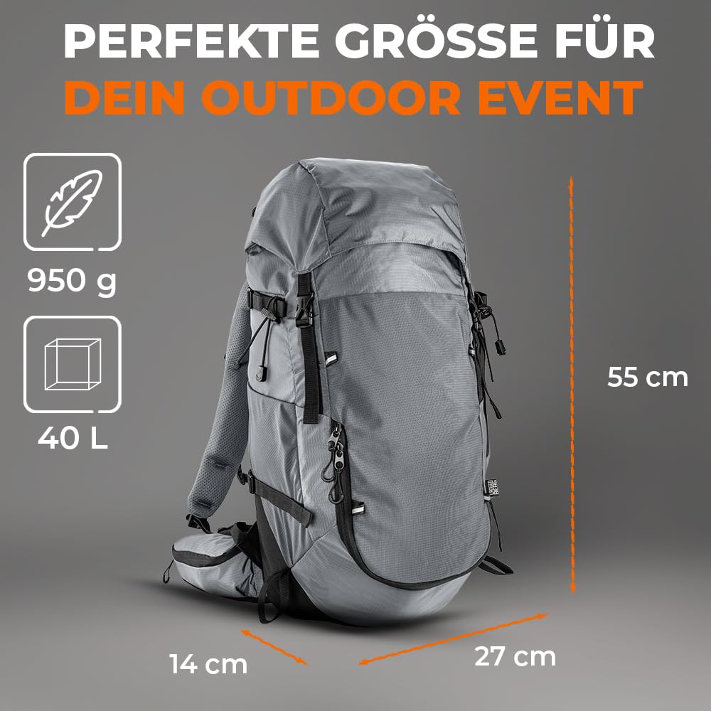 LANGENBERG Peak Wanderrucksack Herren und Damen - Tagesrucksack und Trekkingrucksack mit hohem Komfort und atmungsaktivem Mesh - 40L Premium Rucksack wandern - Outdoor Rucksack