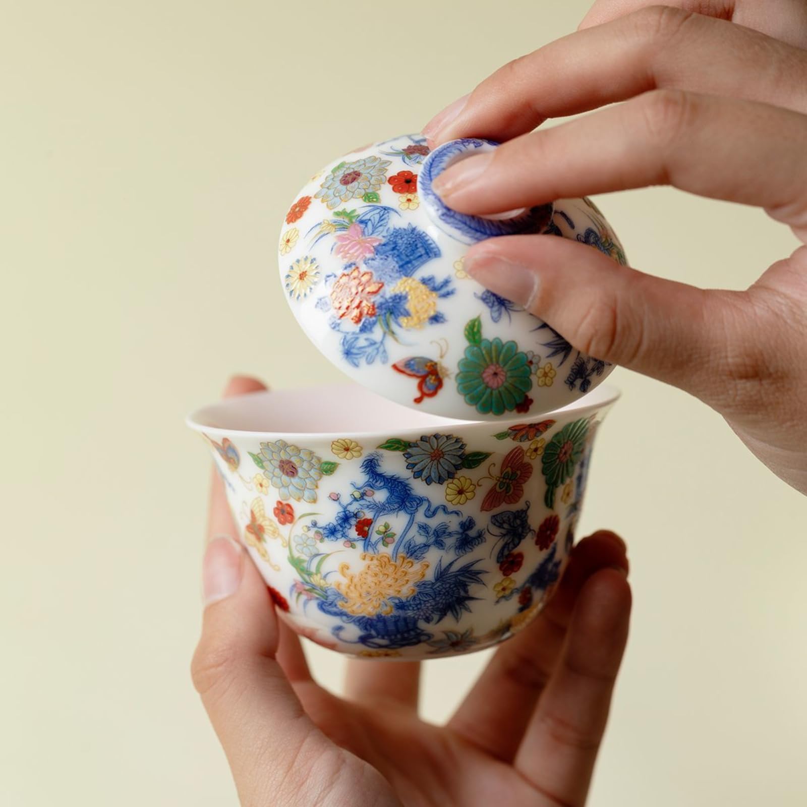 Ręcznie rysowany Gaiwan, 120 ml, zestaw do herbaty Kung Fu odporna na ciepło miska do herbaty