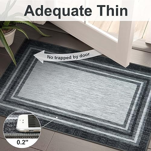 Beeiva Bordered Carpet Runners For Hallways, 2X8 Black Modern Hallway Runner Rugs With Rubber Backing thumb #2