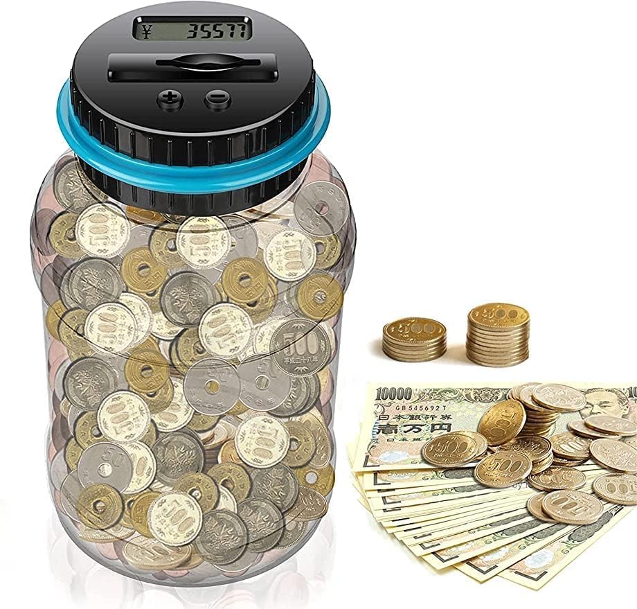 Amazon.co.jp: 貯金箱 透明貯金箱 大容量 自動計算 デジタルカウンターバンク 札とコインを貯える 貯蓄 お金 旅行 子供 計算 金額調整  お小遣い 貯まる 硬貨 お年玉 (11.5*11.5*20cm) : おもちゃ