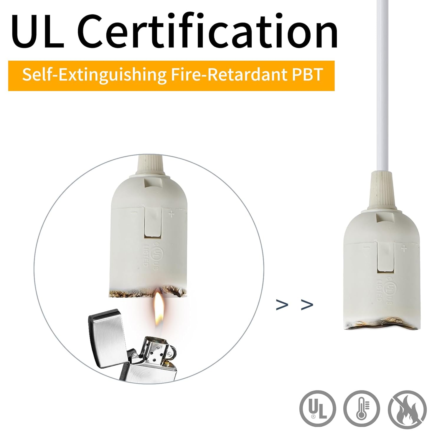 Plug in Hanging Light Kit, Extension Hanging Lantern Cord Cable UL 13ft E26 E27 Socket On/Off Switch Plug in Pendant Lighting, for Kitchen Bedroom Plant Growth Light，White, 1-Pack