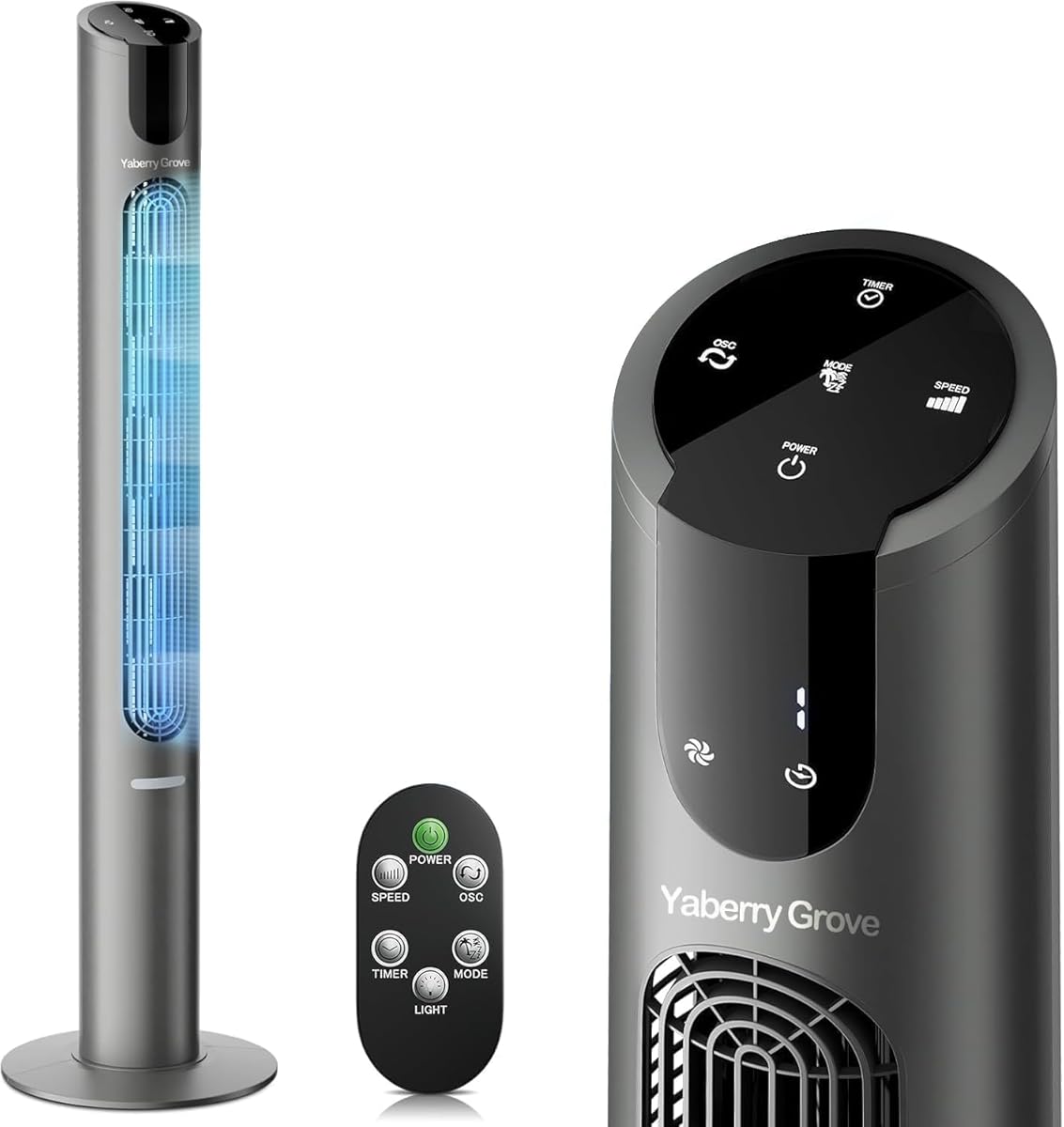 115CM Oscillating Quiet Tower Fan with Remote Control 8 Speeds 12H Timer Portable LED Display,DC,20 dB,15m/s Electric Air Circulator Cooling Floor Standing Fan for Home Bedroom Office Living Room