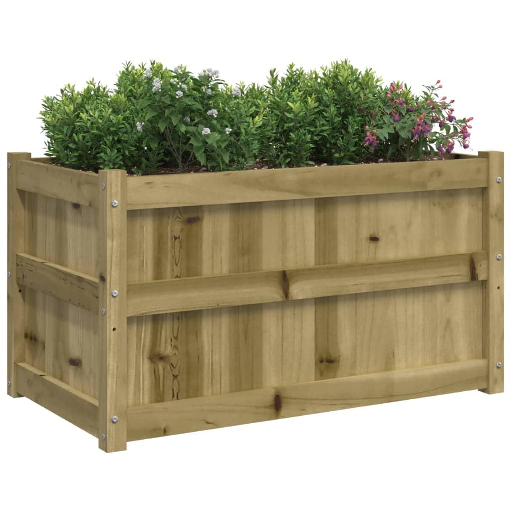 ACAGALA Jardinera de madera 90 x 50 x 50 cm, 2 unidades de macetas de impregnación natural, cuadrada, jardinera con jardinera para verduras, frutas, hierbas y flores