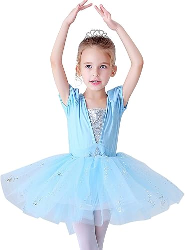 Miniatura 5 de Leotardos de princesa para niñas con falda de ballet y tutú para Halloween, Navidad, fiesta de cumpleaños, vestido elegante