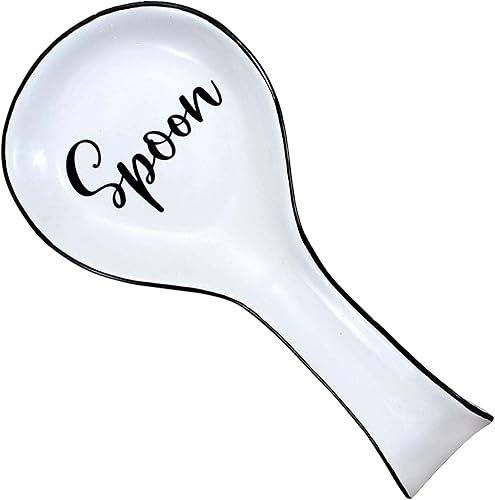 Home Acre Designs - Reposacucharas para cocina de cerámica en color blanco y negro, decoración moderna de primer nivel, estilo granja