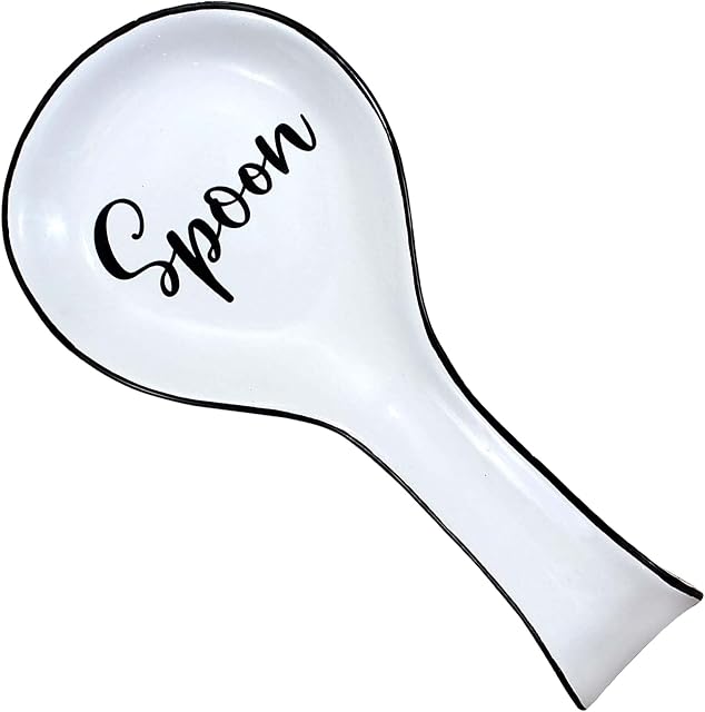 Home Acre Designs Spoon Rest For Kitchen Counter & Stove Top - White Ceramic Spoon Holder for Cooking & Counter Protection - Essential Kitchen Gadgets - White Farmhouse