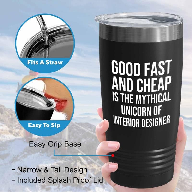 Interior Designer Black Edition Ringneck Tumbler 20oz - Unicorn Of Interior Design - Interior Decorator Builder Arranger Organizer Home House Office Room Homestyler Artificer Aesthetician