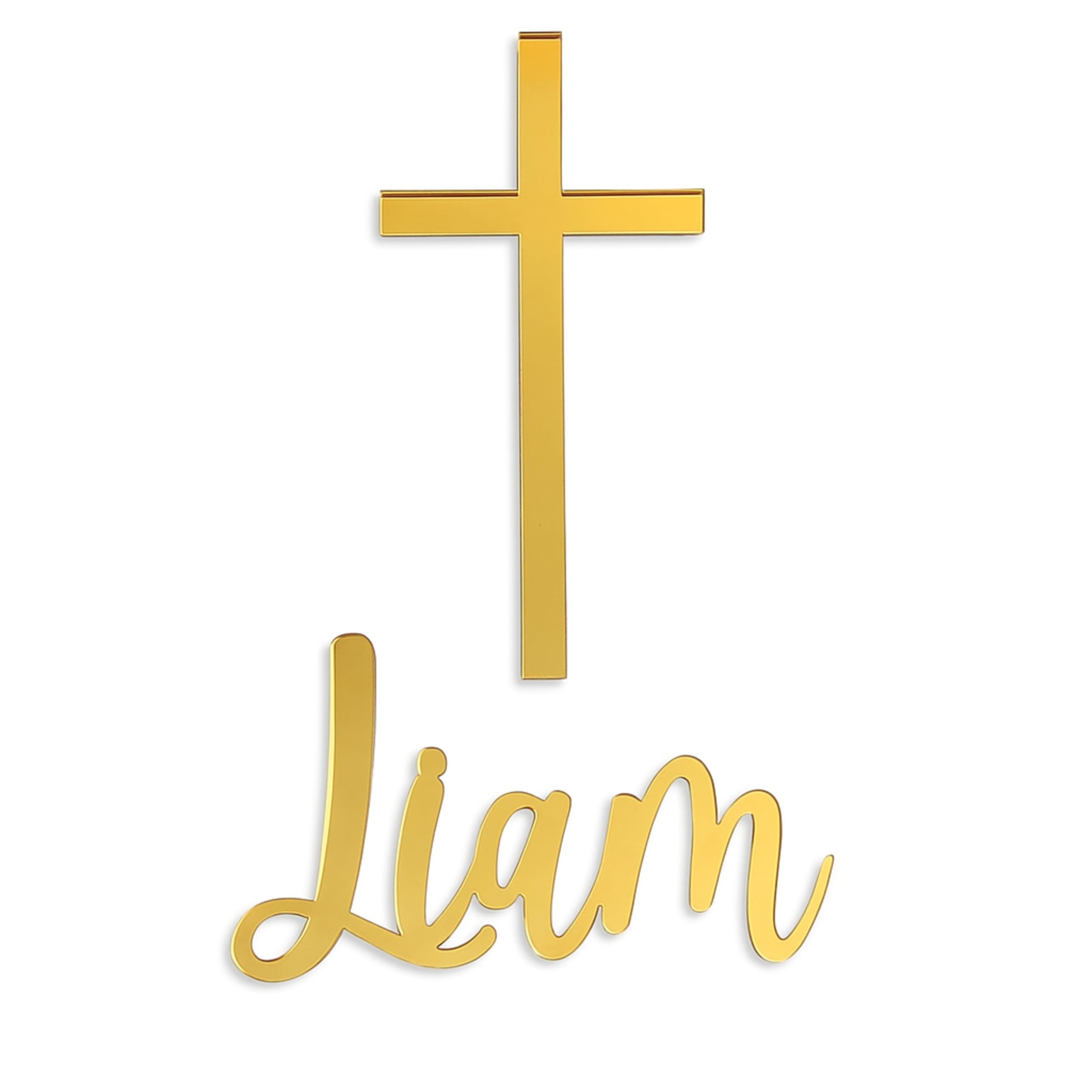 Personalisierte Tortendekoration zur Taufe Custom Name Charme & Kreuz Kommunion Cake Charm Topper Tortenaufsatz Babytaufe Erstkommunion Taufname Christening Konfirmation Kuchen Topper (Design 1)