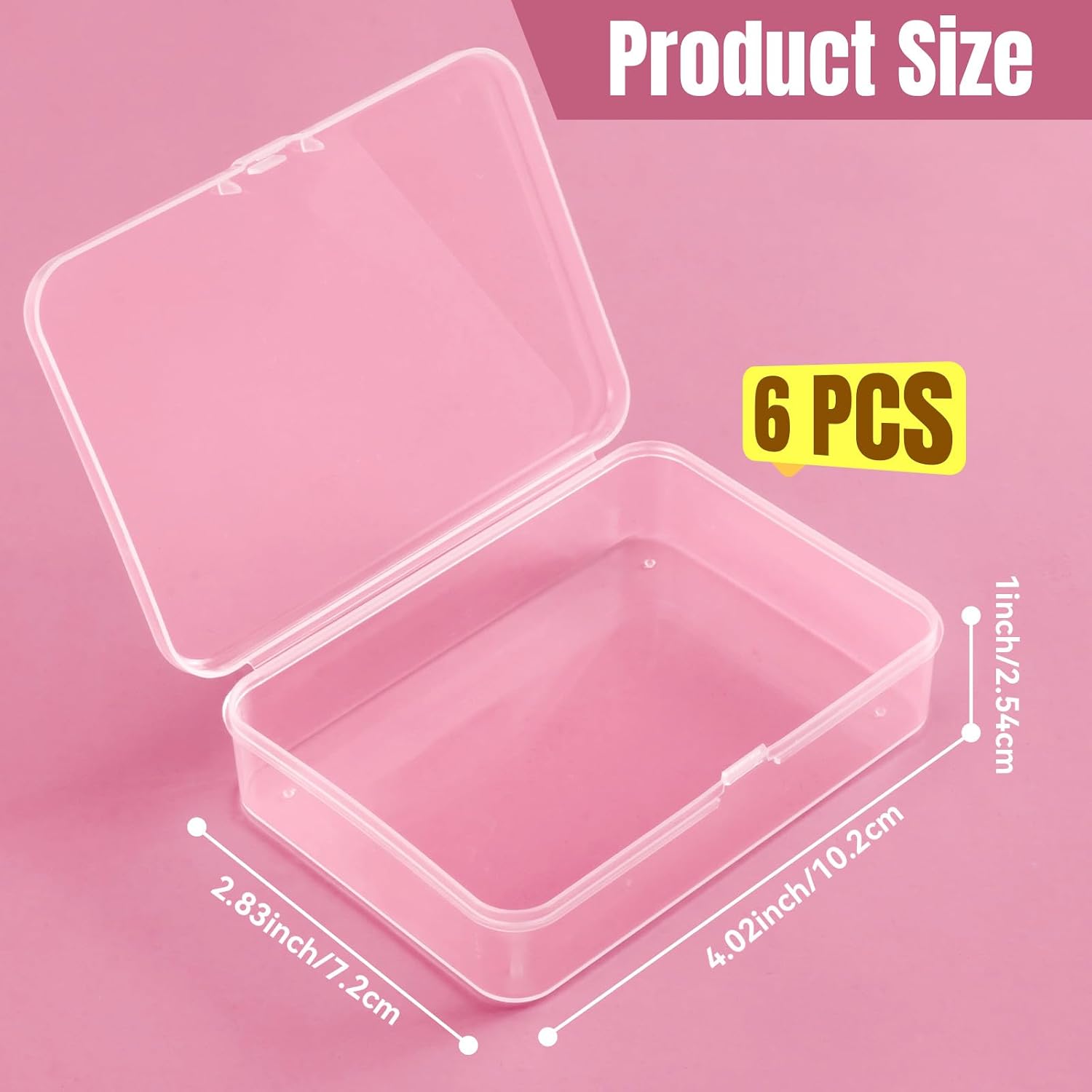 SUMIHUM Clear Plastic Bead Organizer Box, Small Plastic Containers with Lids, 6PCS Storage Box for Collecting Small Items, Beads, Jewelry, Cards, Crafts