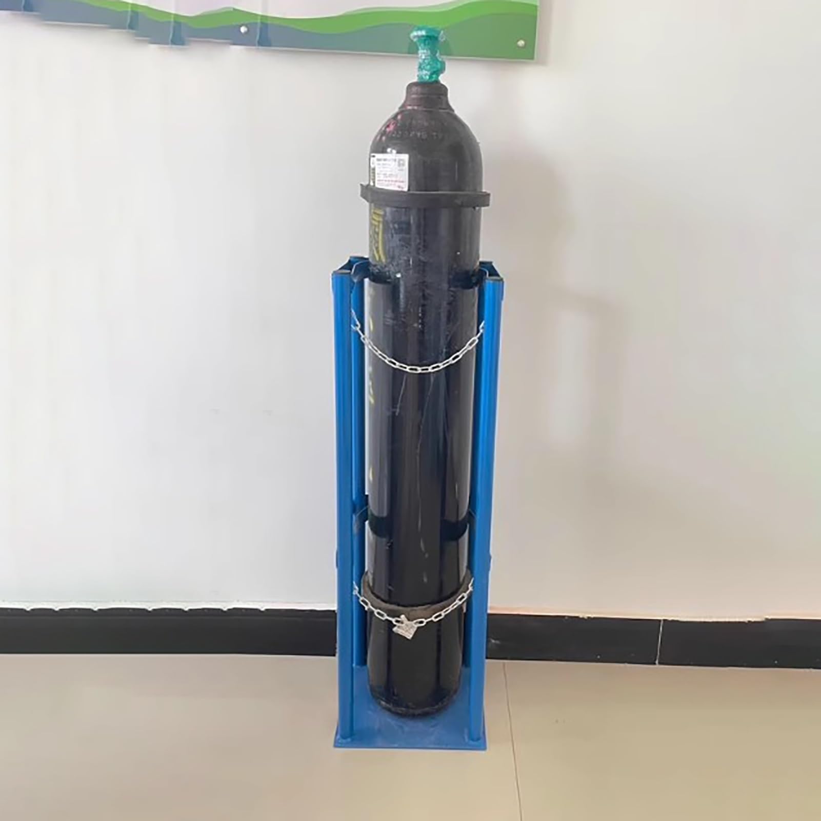 WQPMNYG Floor Mountable Metal Cylinder Stand for Secure Storage and Transport of Oxygen, Acetylene, Gas, and Propane Tanks