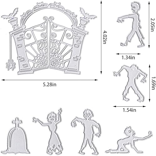 Miniatura 2 de ALIBBON Troqueles de Halloween para hacer tarjetas, troqueles de corte de puerta de telaraña, moldes de plantilla de metal, troqueles de tumba de