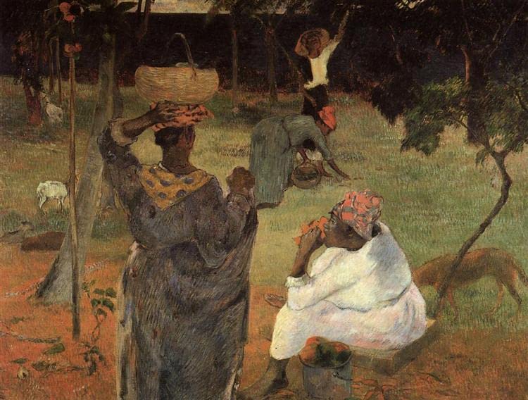 Peinture 5D Mango Pickers Gauguin grand format 50,8x61cm de peintures à pois murale