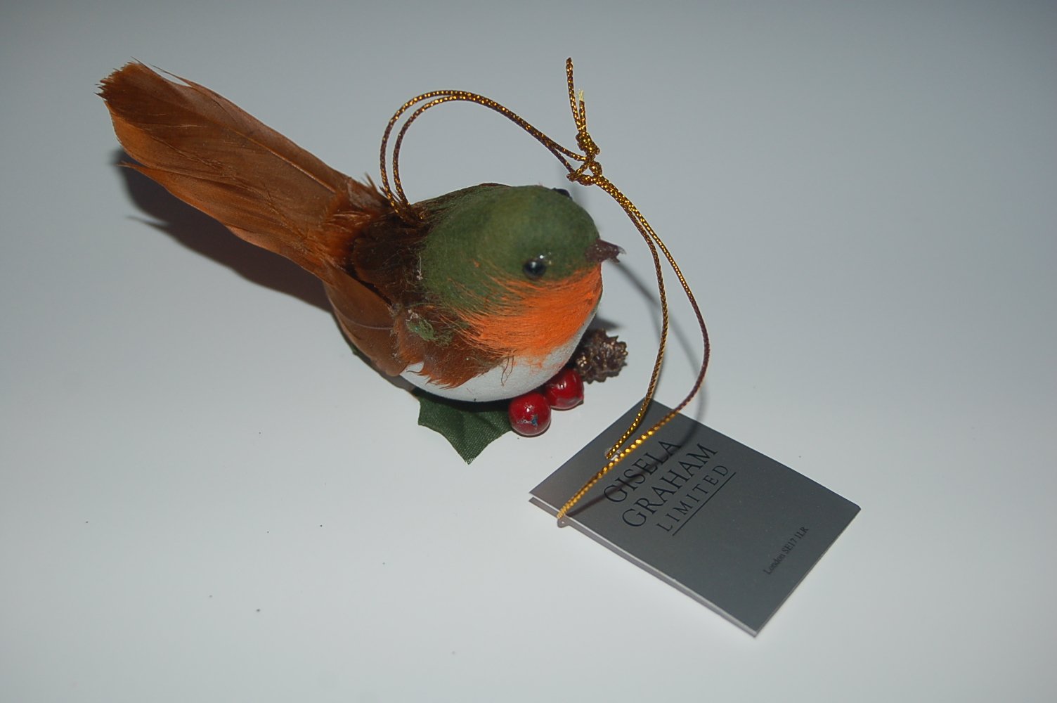 Gisela Graham Feather Robin Christmas Tree Decoration (7Cm)