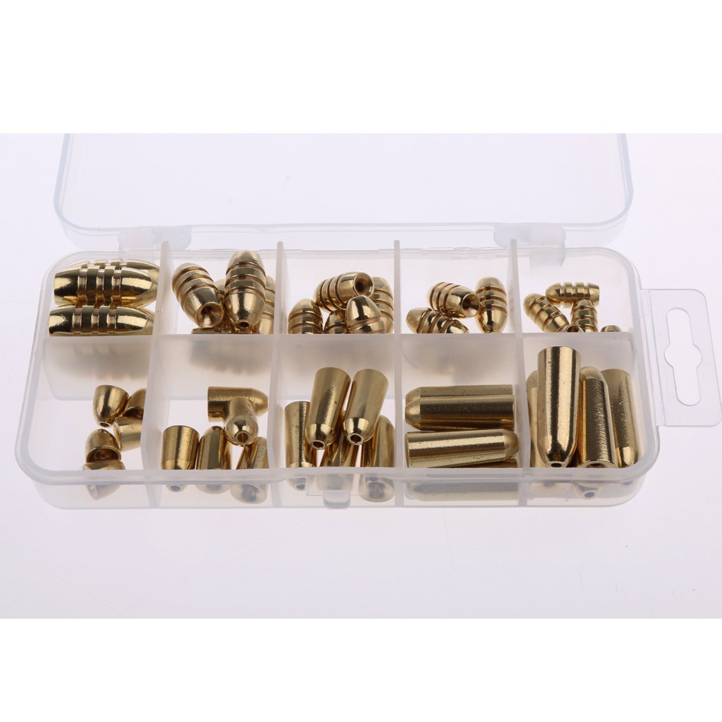 brass bullet case fishing lures Segolike Accessories Kit 50 Pieces Fishing Tackle Box Set Fishing Shape Portable and convenient Fishing Tackle Box Set Sports, Fitness & Outdoors Fishing BulletLure Spinning Rods Reel Time Test and Size:2/0 5 per pack