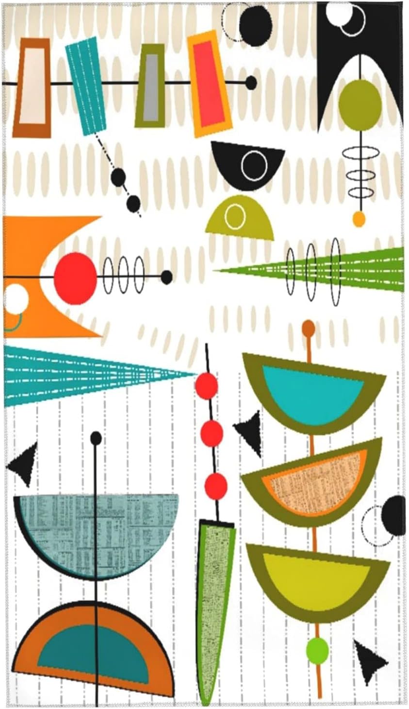 Geometric Hand Towels for Bathroom,Set of 2,Mid-Century Modern Abstract #56,Soft Absorbent Small Bath Towel Kitchen Dish Guest Towel for Men Women,Bathroom Decor 15.7"x27.5"