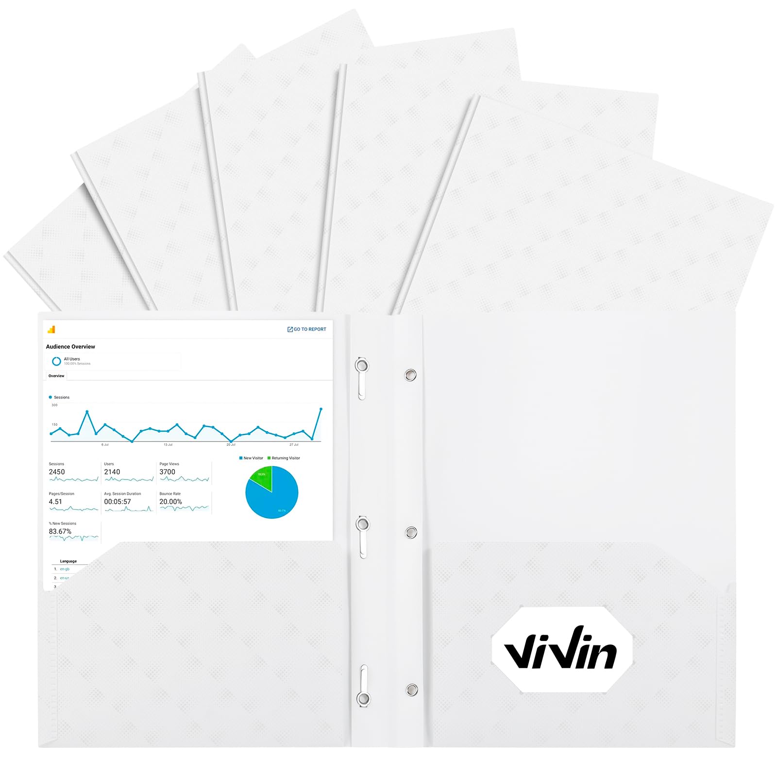 ViVin 10-Pack Sturdy Plastic Folders with Pockets, 2 Pocket Folder with Prongs, Fits 8.5 x 11 Inch Letter Size Paper, Poly Pocket Folders, for School,