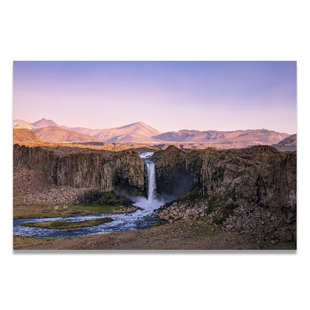 VHdfgTY The Waterfall Rushes DownElegant Mountain Landscape Canvas Wall Art Nature Scenery Home Decor 80x120cm Unframed