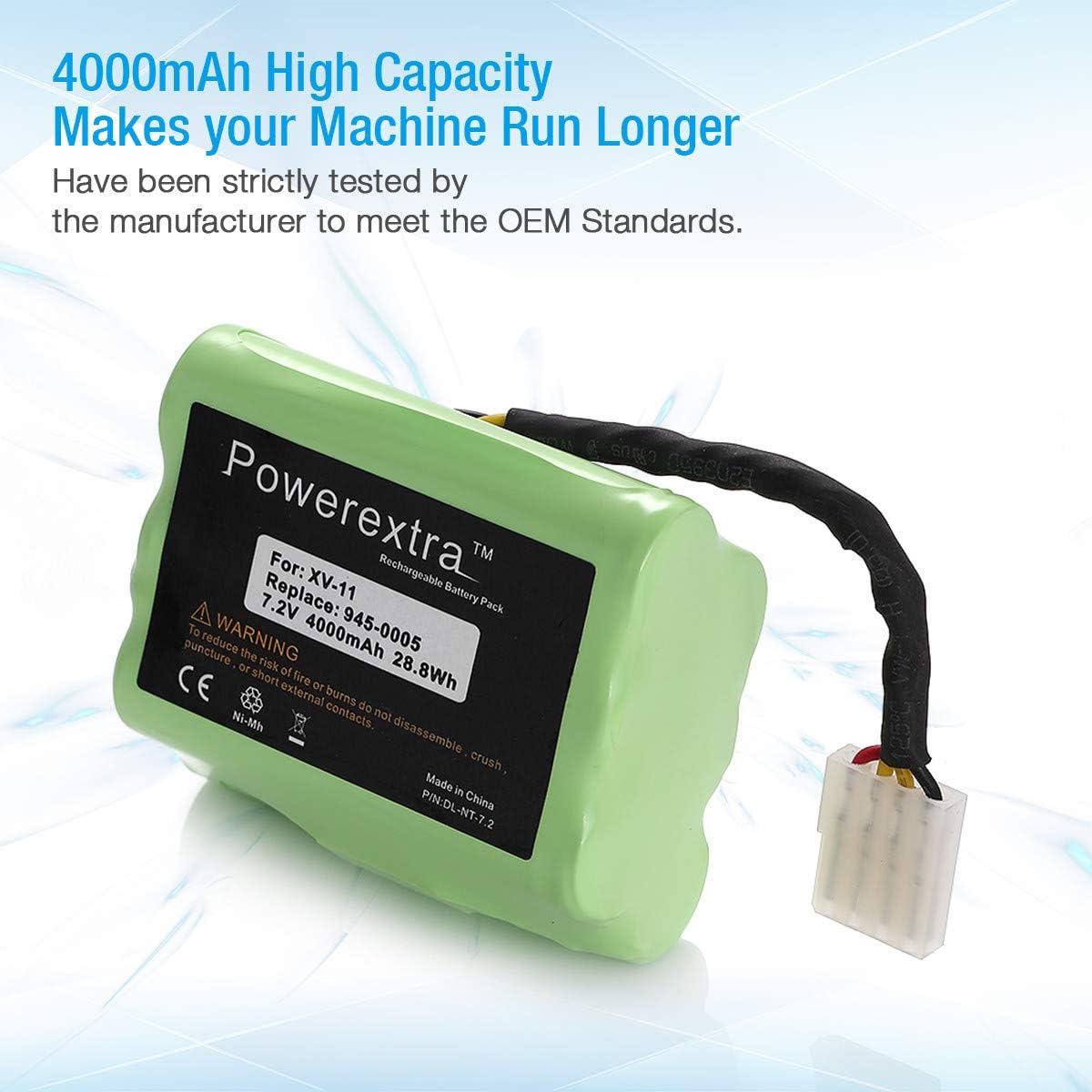 Powerextra 7.2V 4000mAh Battery Compatible with Neato XV-11 XV-12 XV-14 XV-15 XV-21 XV-25, XV Essential, XV Signature Pro Robotic Vacuum Cleaners Neato Replacement Battery 945-0005 205-0001 (2 Pack)