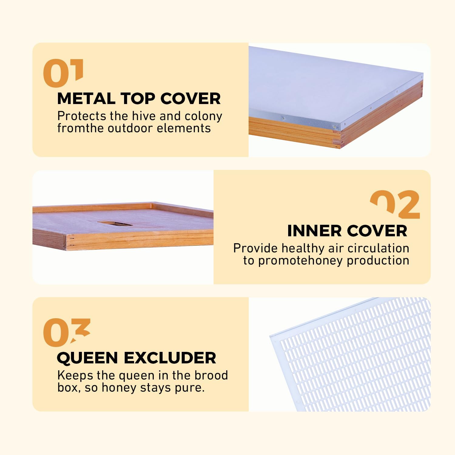 POLLIBEE 10 Frame Bee Hive, Beehive Kit Includes 2 Deep Brood Bee Boxes, 2 Medium Beehive Boxes,Comes with Assembly Screws (No Frames or Foundations)